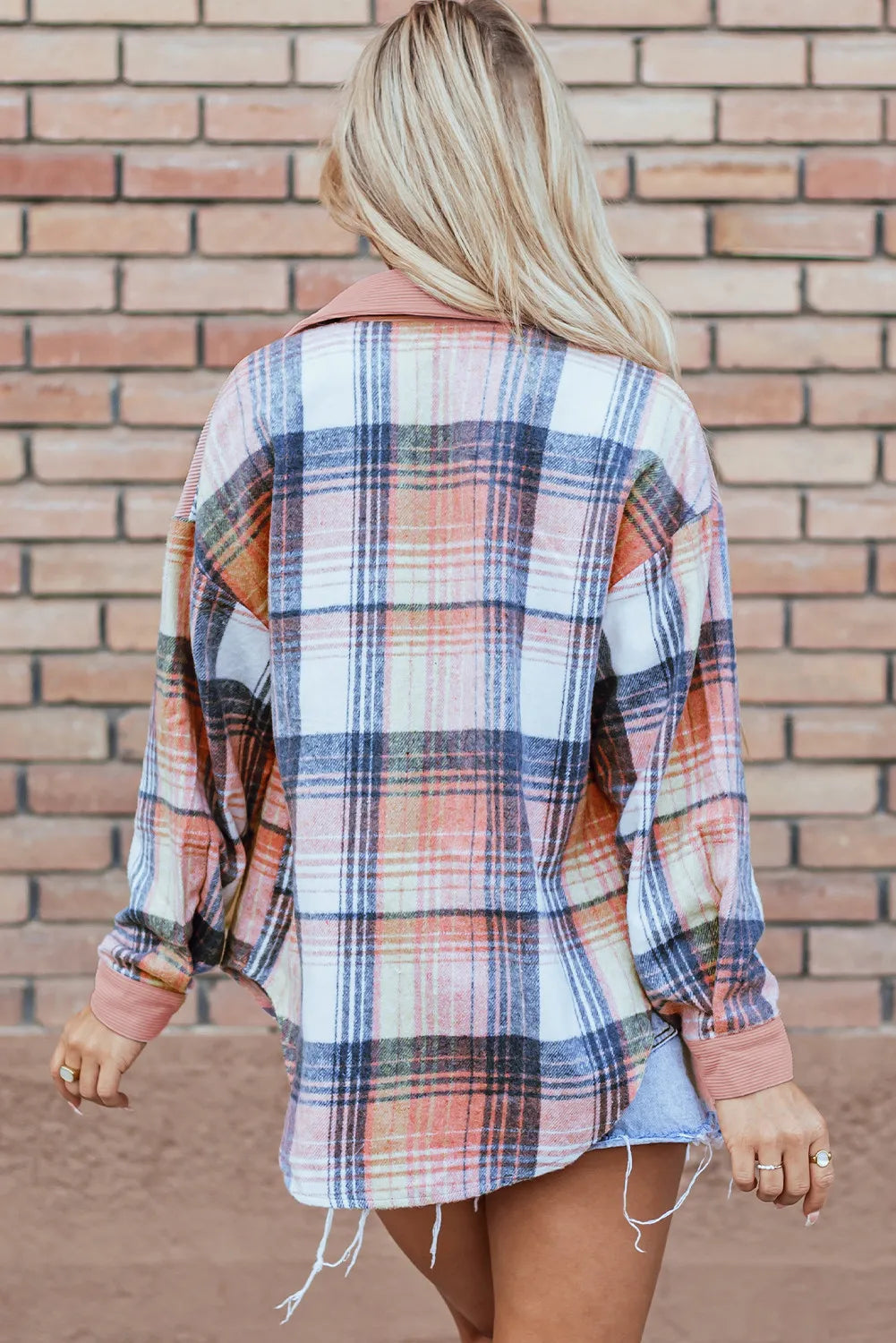 Plaid Button Up Long Sleeve Shacket - EkaVibe