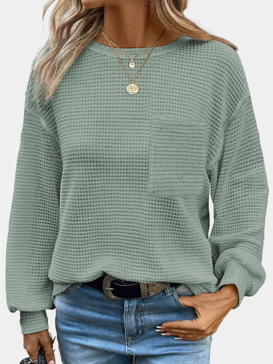 Mandy Round Neck Long Sleeve T-Shirt - EkaVibe