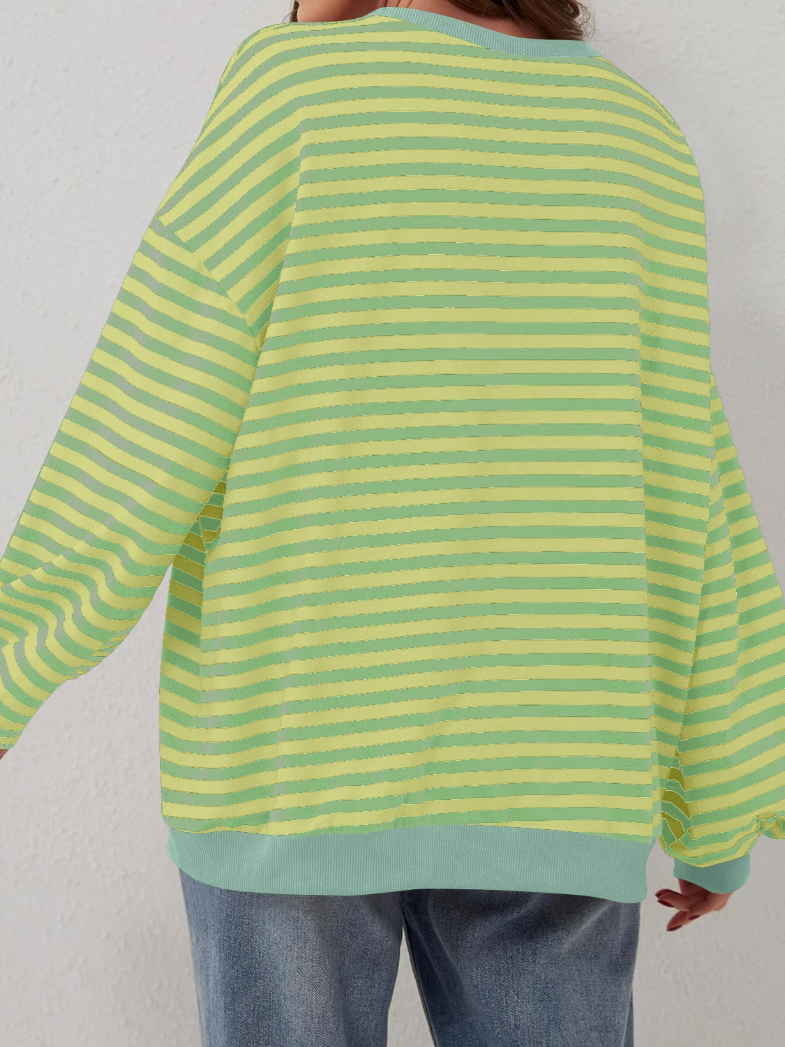 Lovelet Contrast Striped Long Sleeve Sweatshirt - EkaVibe