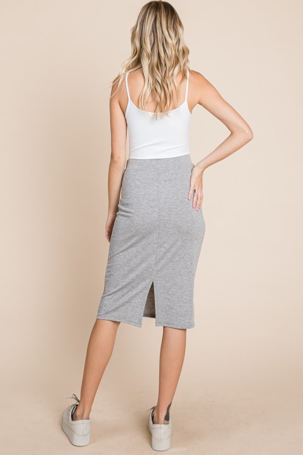 BOMBOM Elastic Waist Pencil Skirt - EkaVibe