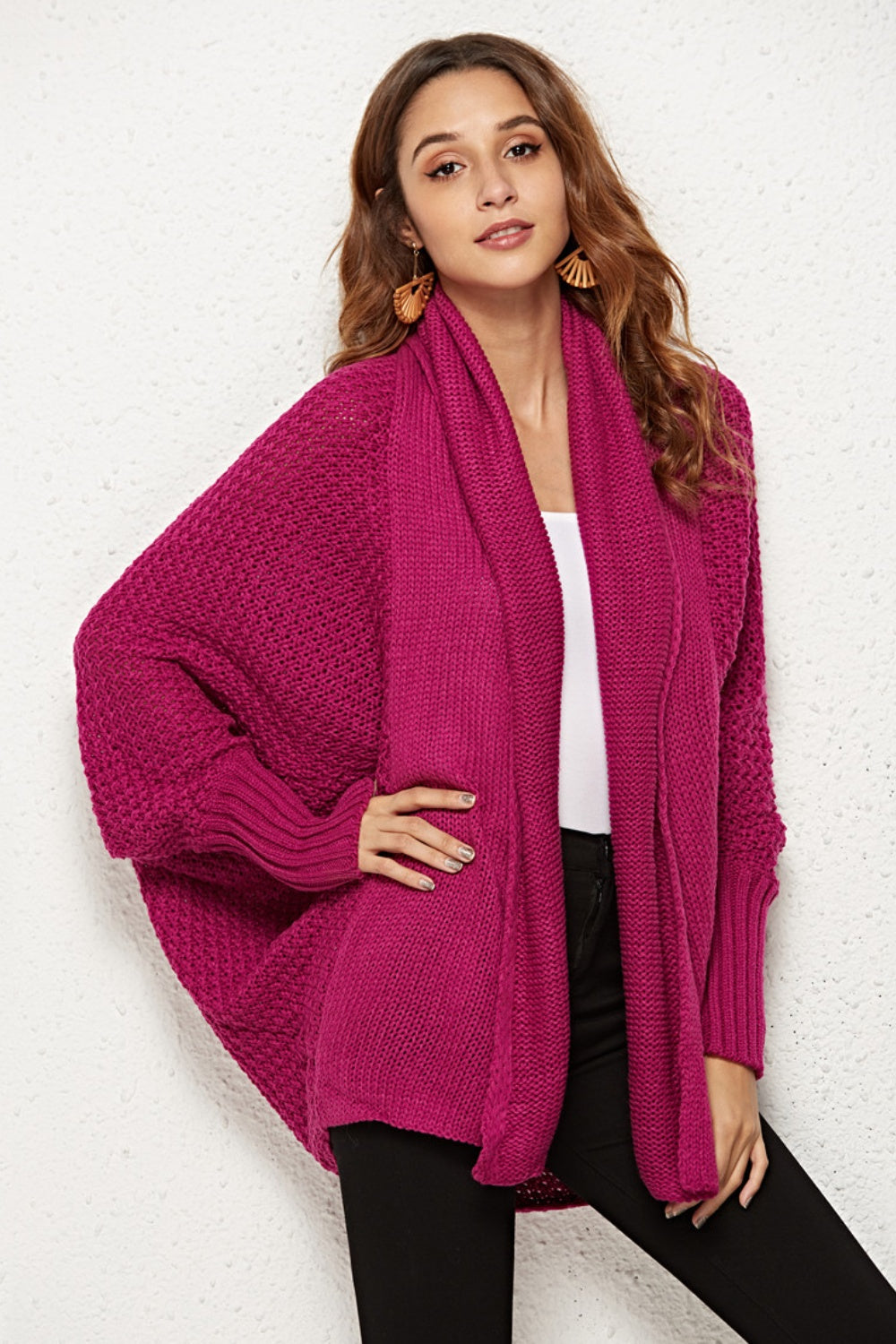 Angel Wings Open Front Batwing Sleeve Cardigan - EkaVibe