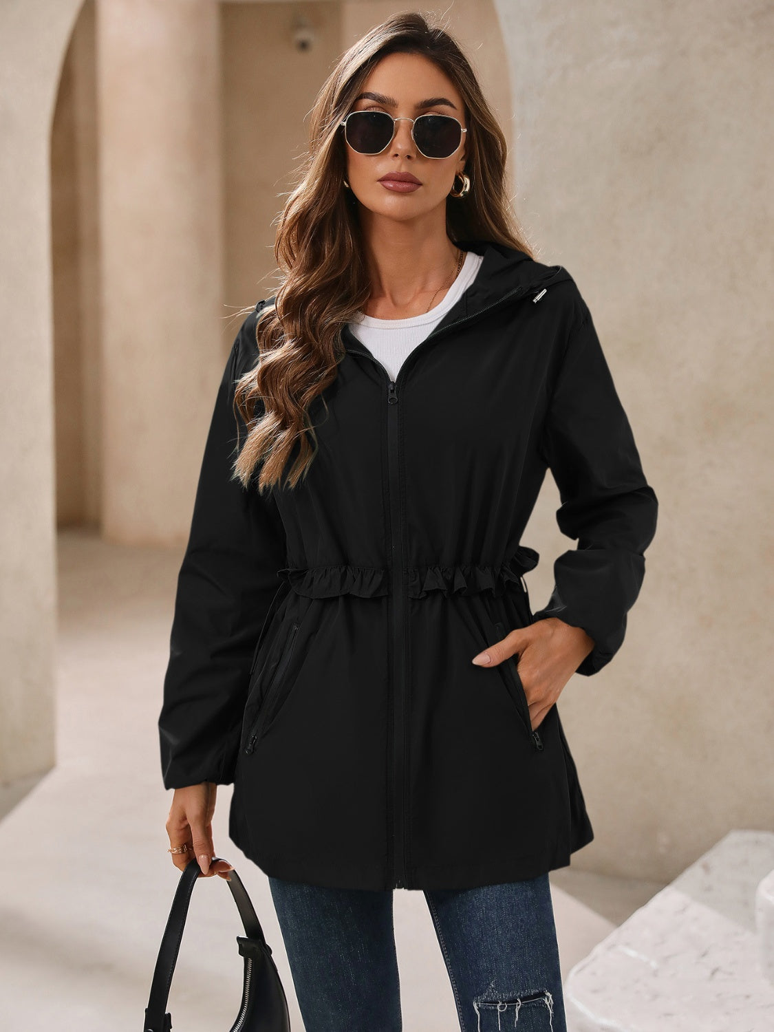 Ivy Lane Outdoor Waterproof Long Sleeve Hooded Windbreaker - EkaVibe