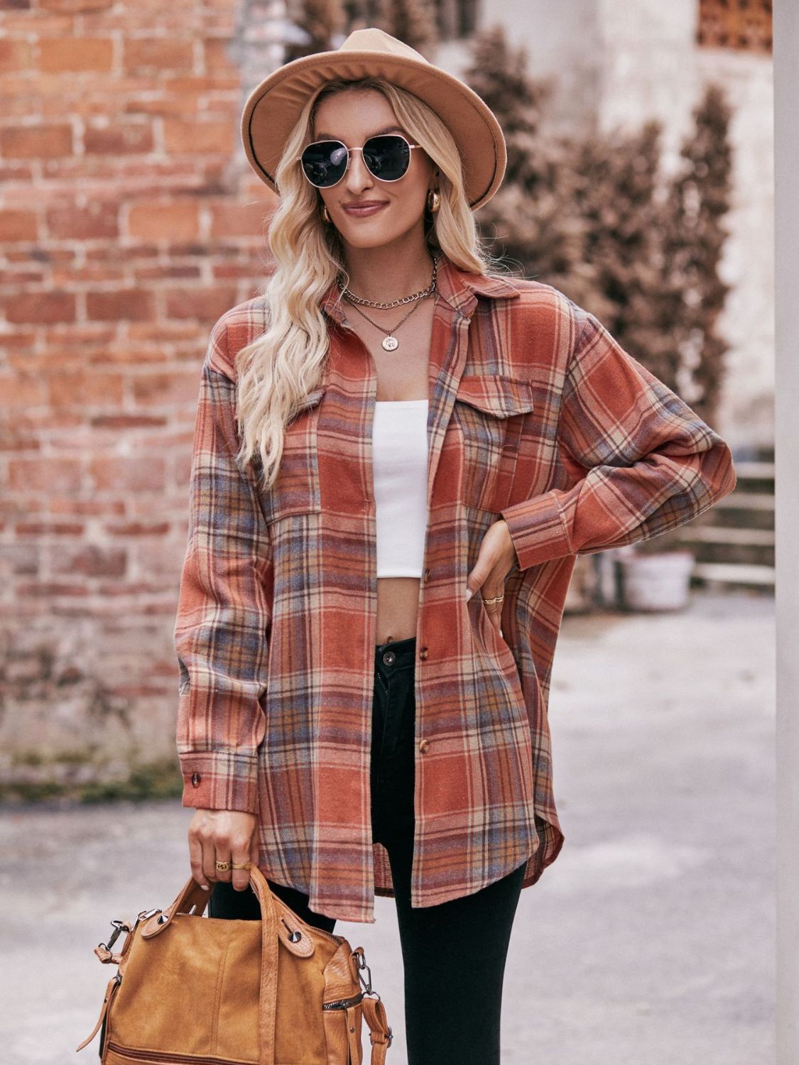 Mandy Plaid Dropped Shoulder Longline Shirt - EkaVibe