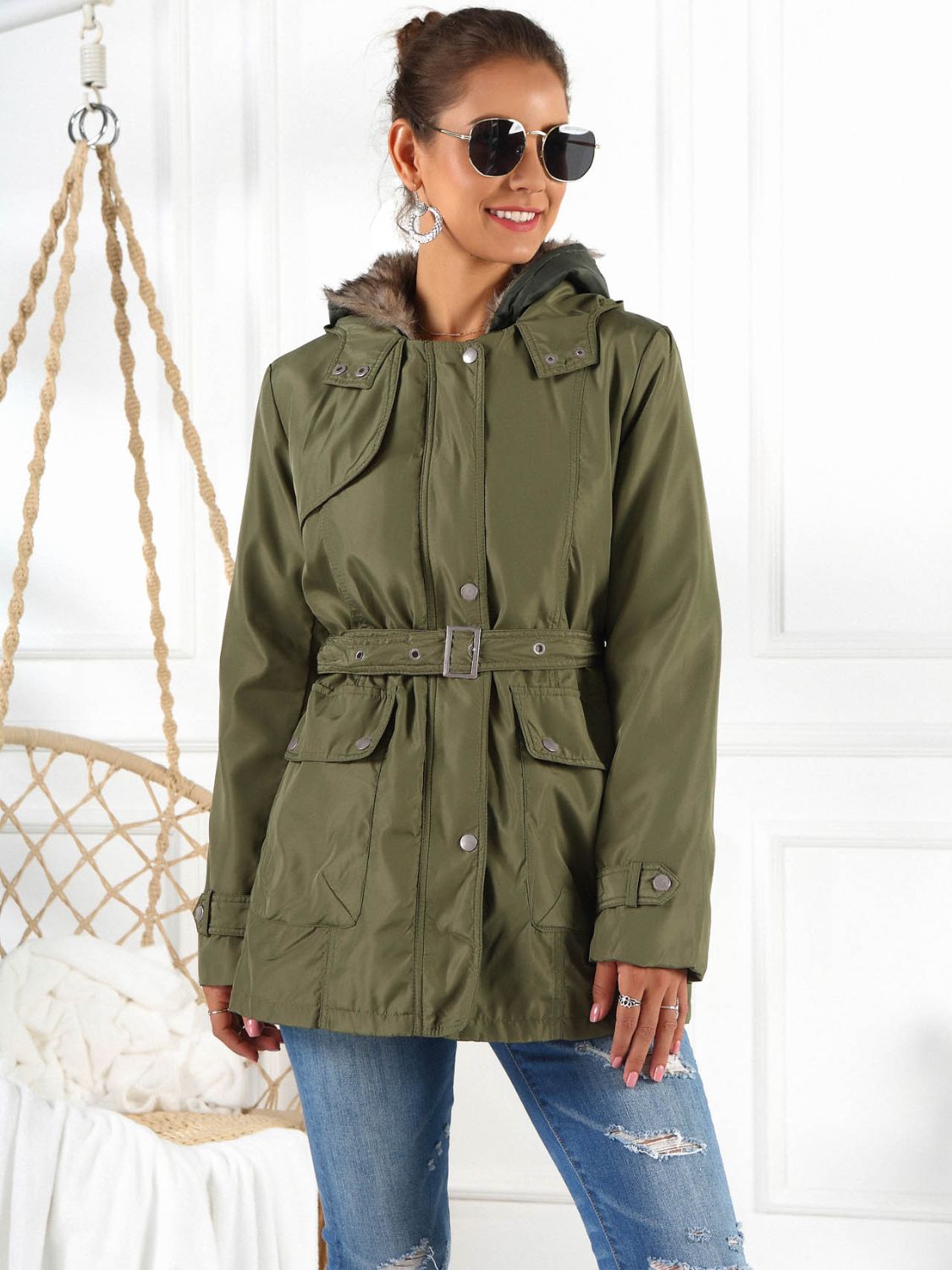 Ivy Lane Full Size Hooded Jacket with Detachable Liner (Three-Way Wear) - EkaVibe