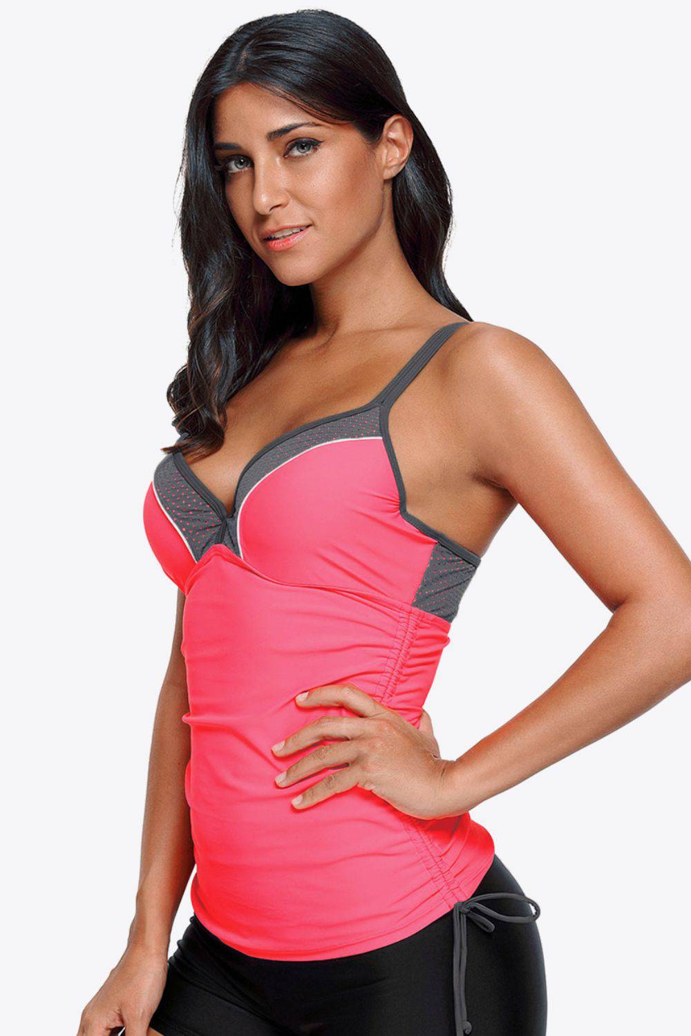 Contrast Sweetheart Neck Swim Cami - EkaVibe