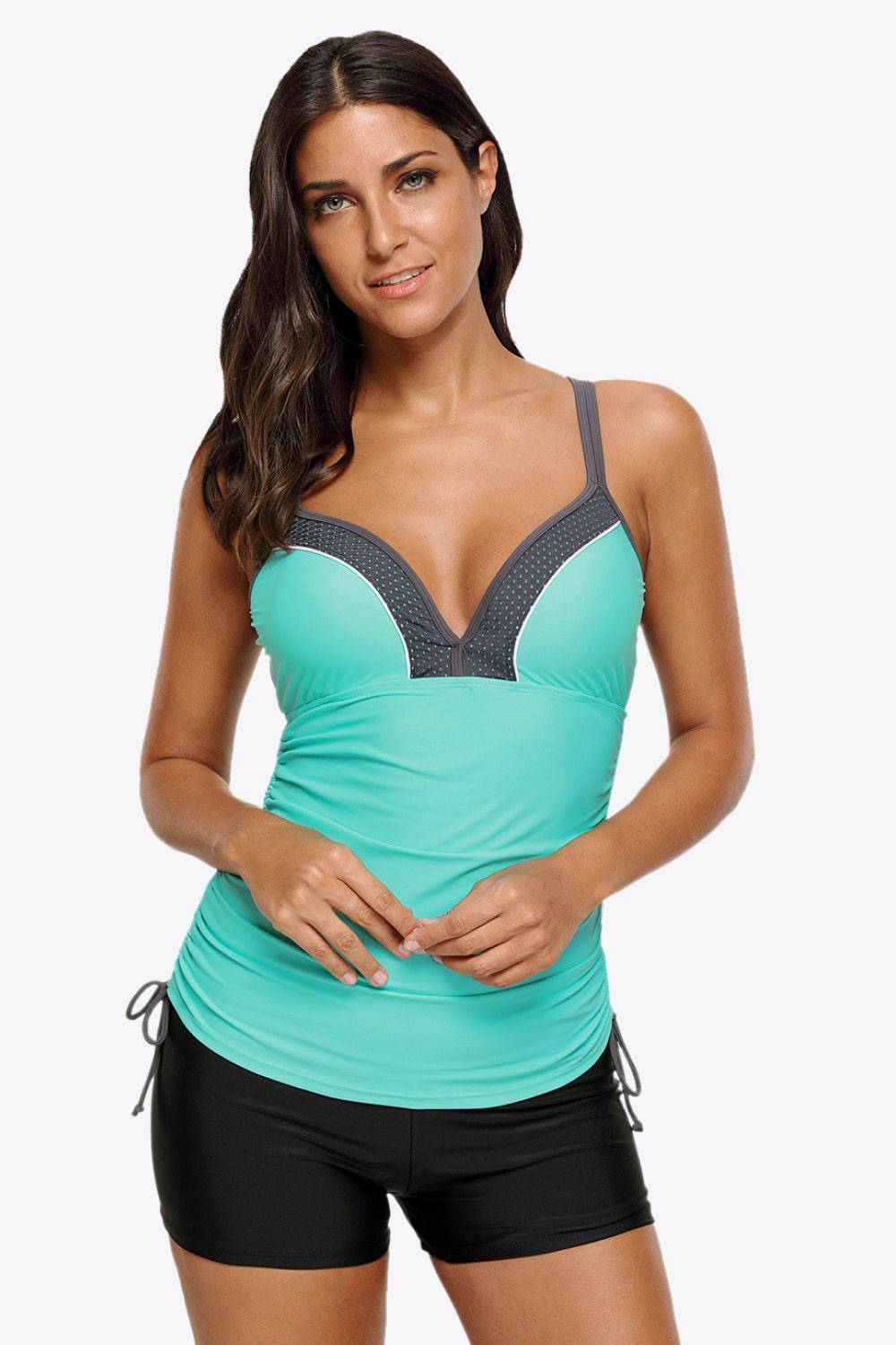 Contrast Sweetheart Neck Swim Cami - EkaVibe