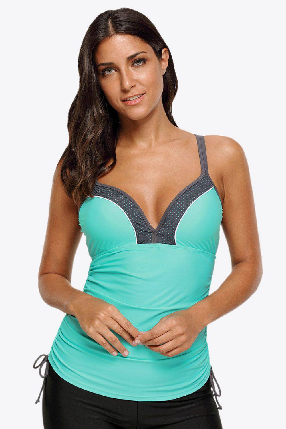 Contrast Sweetheart Neck Swim Cami - EkaVibe