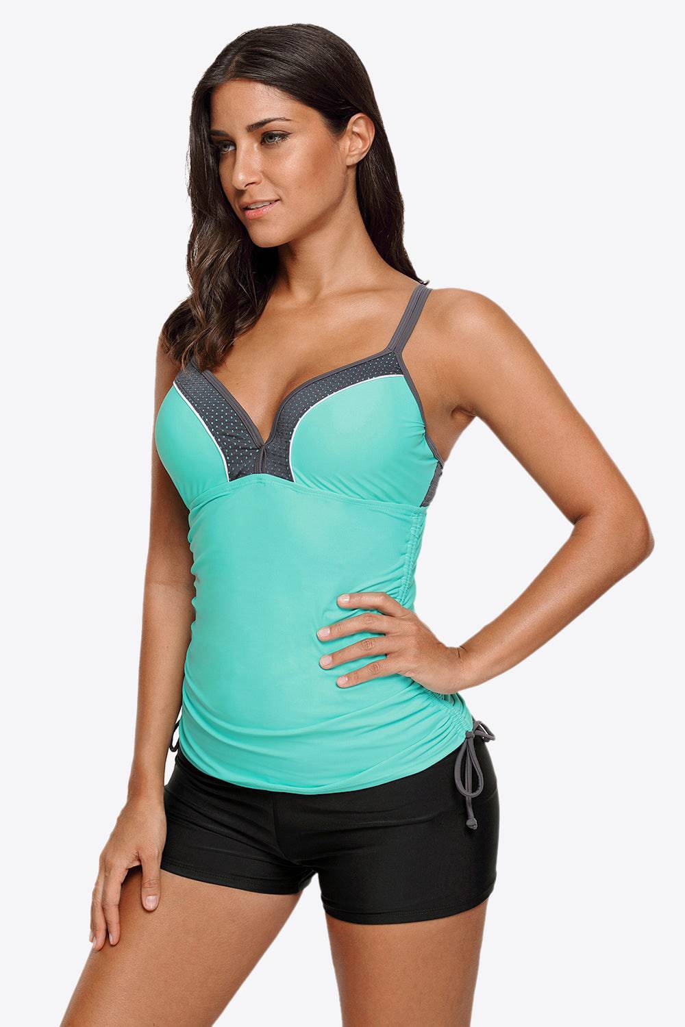 Contrast Sweetheart Neck Swim Cami - EkaVibe