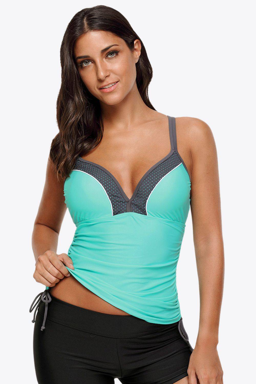 Contrast Sweetheart Neck Swim Cami - EkaVibe