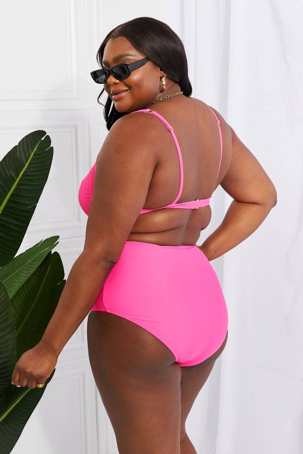 Marina West Swim Take A Dip Twist High-Rise Bikini in Pink - EkaVibe