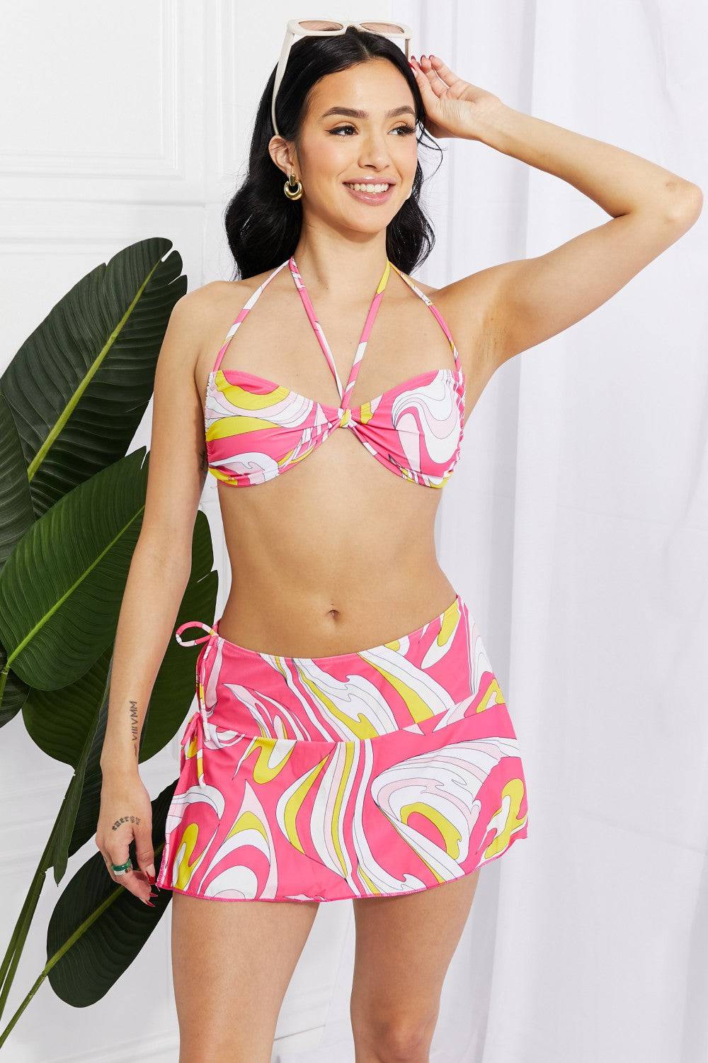 Marina West Swim Disco Dive Bandeau Bikini and Skirt Set - EkaVibe