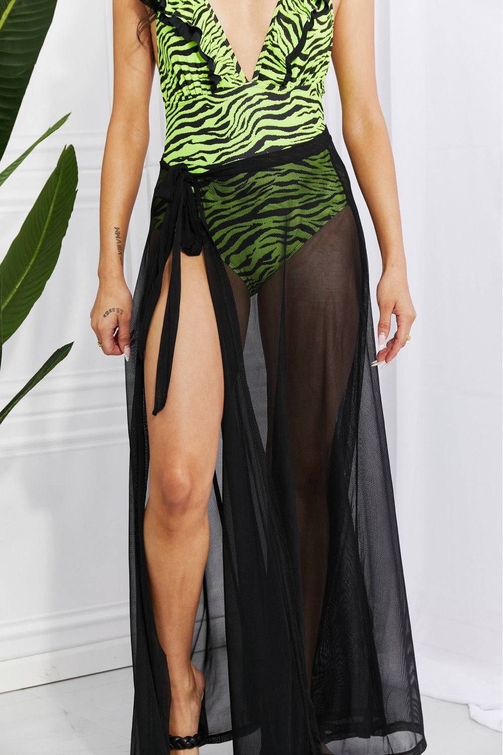 Marina West Swim Beach Is My Runway Mesh Wrap Maxi Cover-Up Skirt - EkaVibe