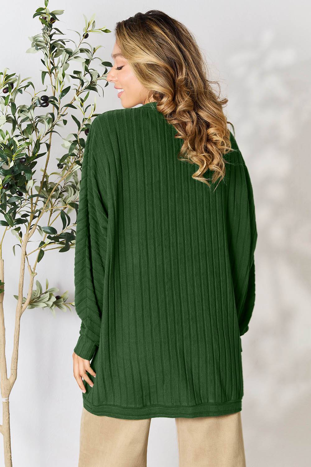 Basic Bae Full Size Ribbed Cocoon Cardigan - EkaVibe