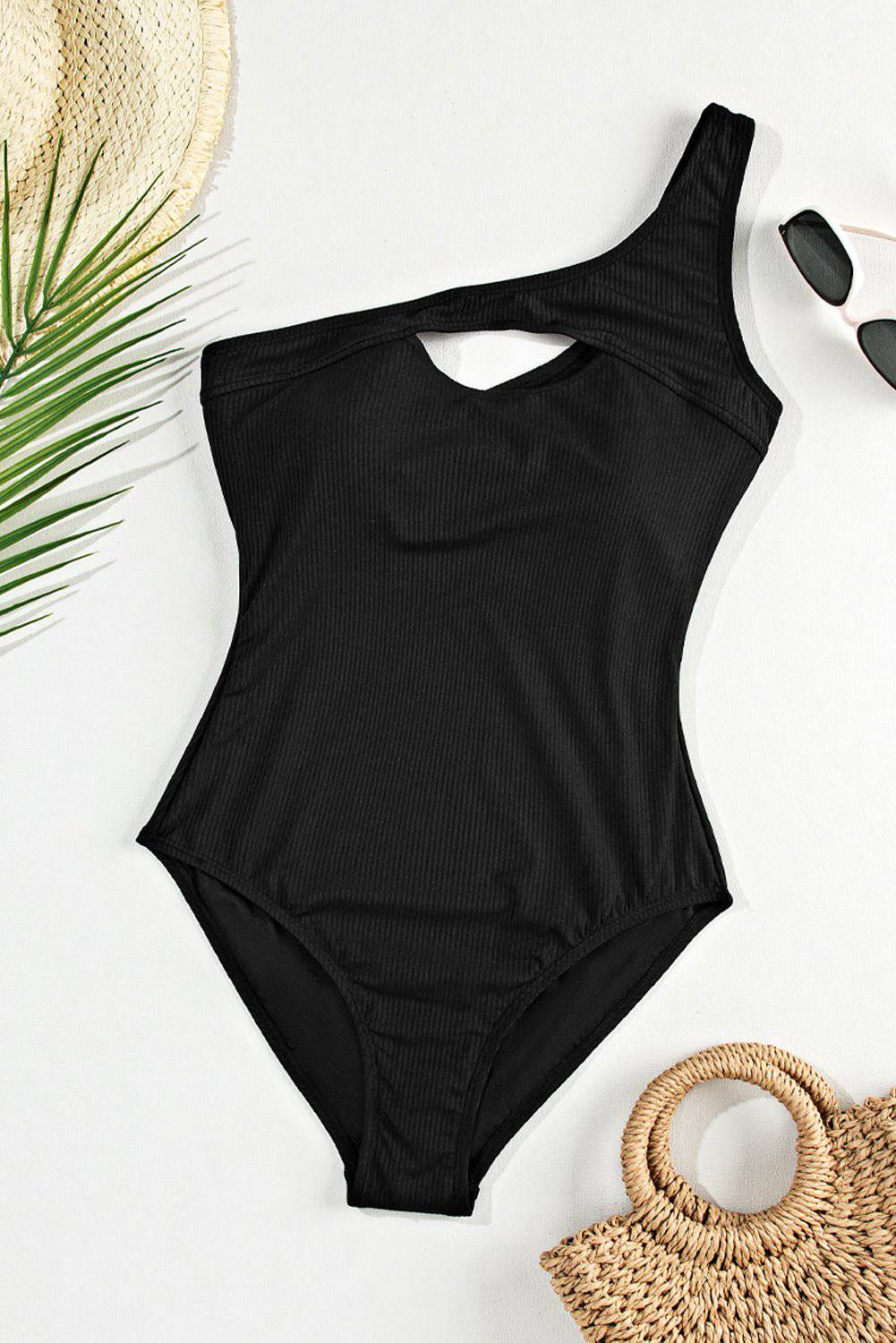 Cutout One Shoulder Sleeveless One-Piece Swimwear - EkaVibe