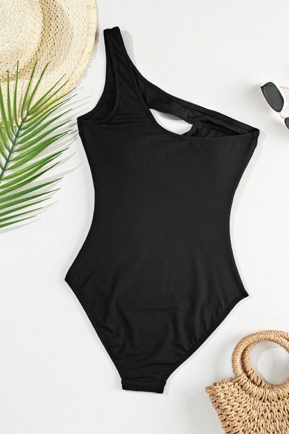 Cutout One Shoulder Sleeveless One-Piece Swimwear - EkaVibe