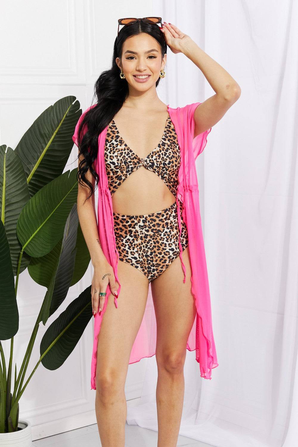 Marina West Swim Pool Day Mesh Tie-Front Cover-Up - EkaVibe