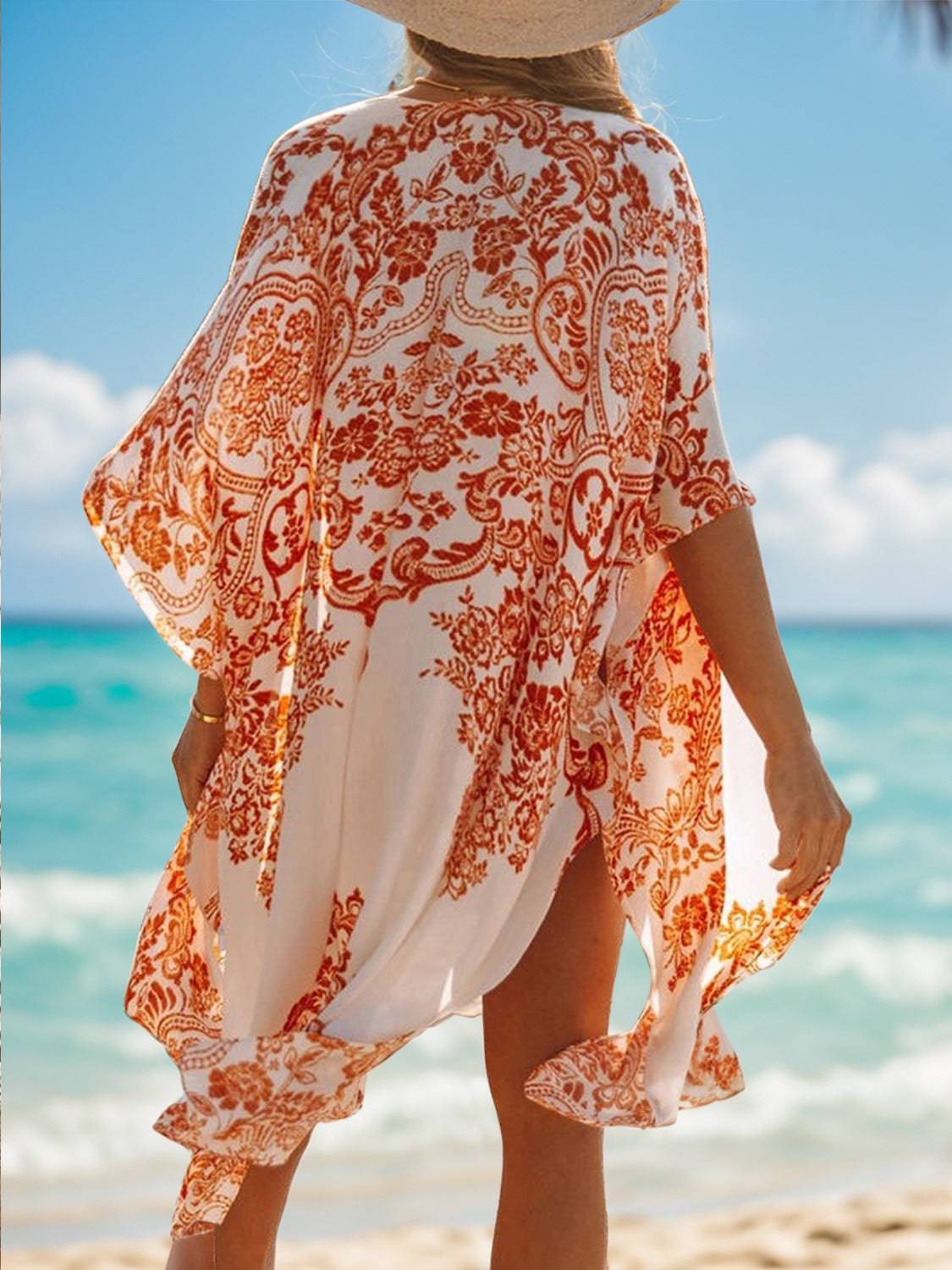 Printed Open Front Cover-Up - EkaVibe