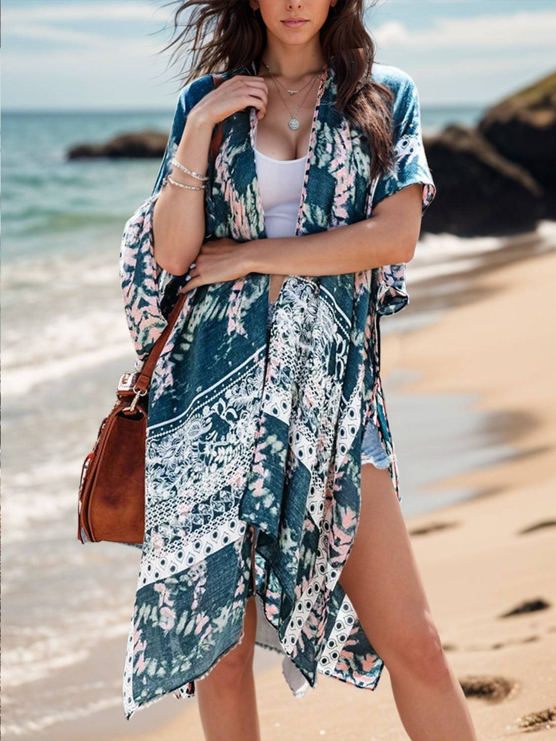 Printed Open Front Cover-Up - EkaVibe