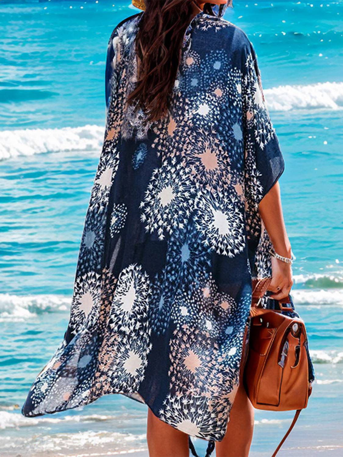 Printed Open Front Cover-Up - EkaVibe