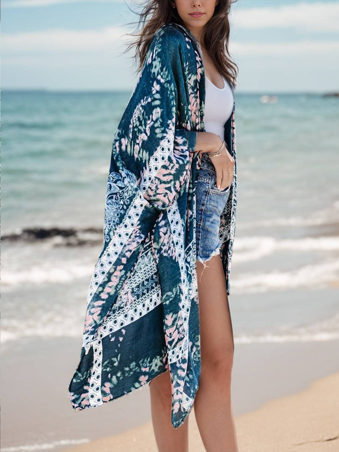 Printed Open Front Cover-Up - EkaVibe