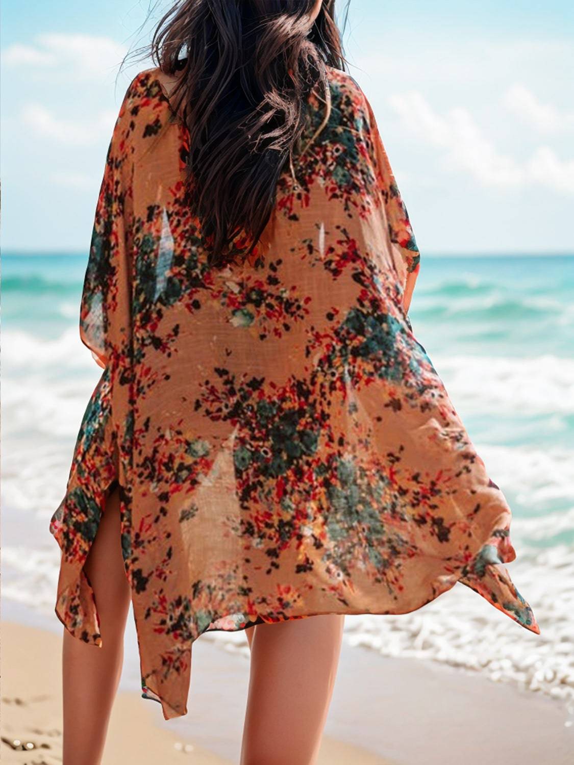 Printed Open Front Cover-Up - EkaVibe