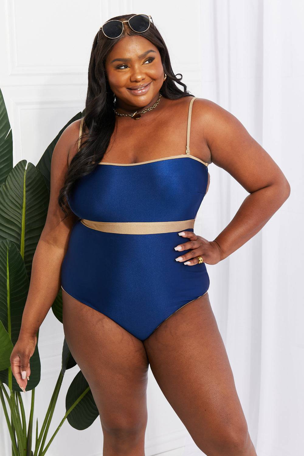 Marina West Swim Wave Break Contrast Trim One-Piece - EkaVibe