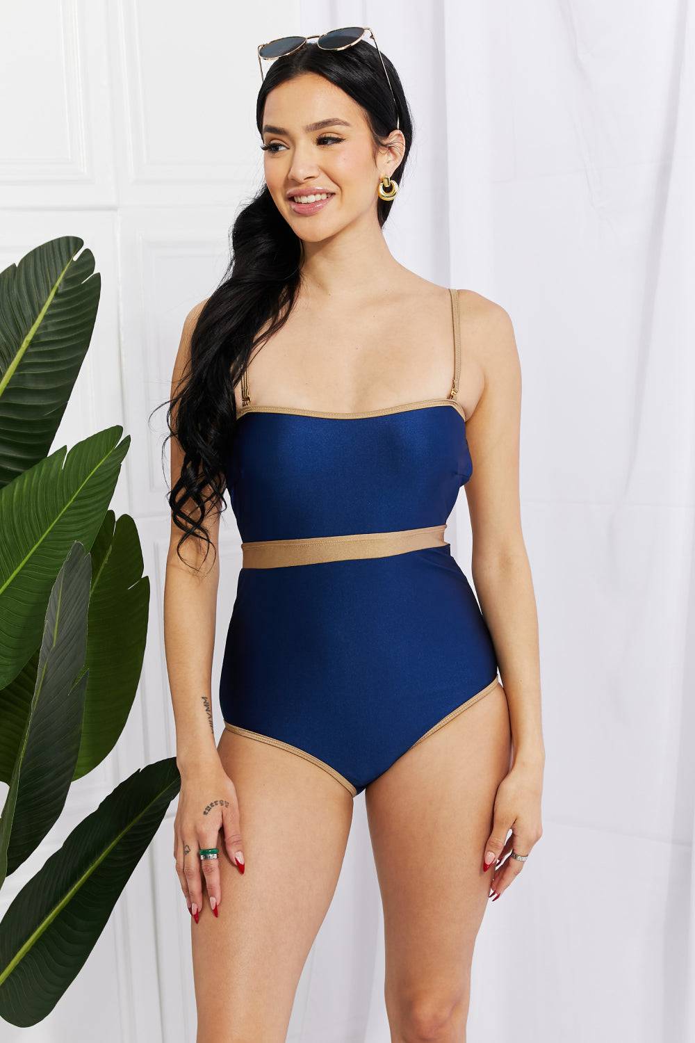 Marina West Swim Wave Break Contrast Trim One-Piece - EkaVibe