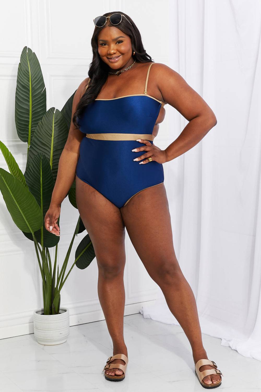 Marina West Swim Wave Break Contrast Trim One-Piece - EkaVibe