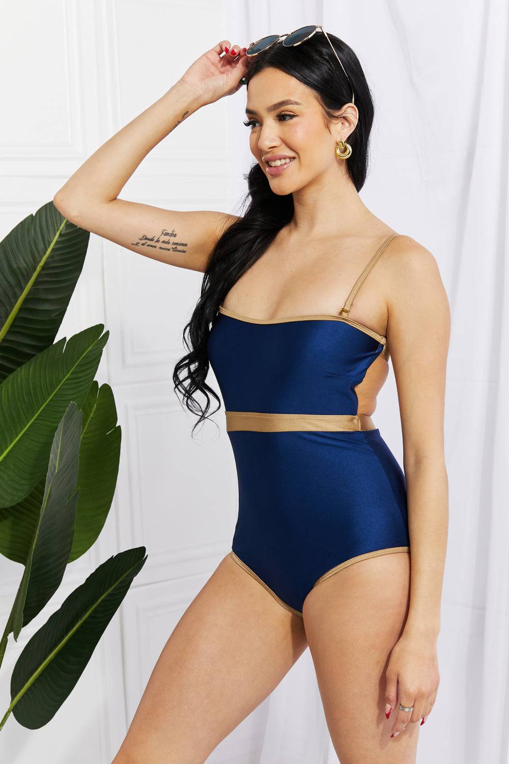 Marina West Swim Wave Break Contrast Trim One-Piece - EkaVibe