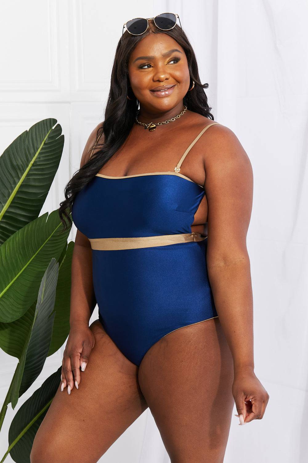 Marina West Swim Wave Break Contrast Trim One-Piece - EkaVibe