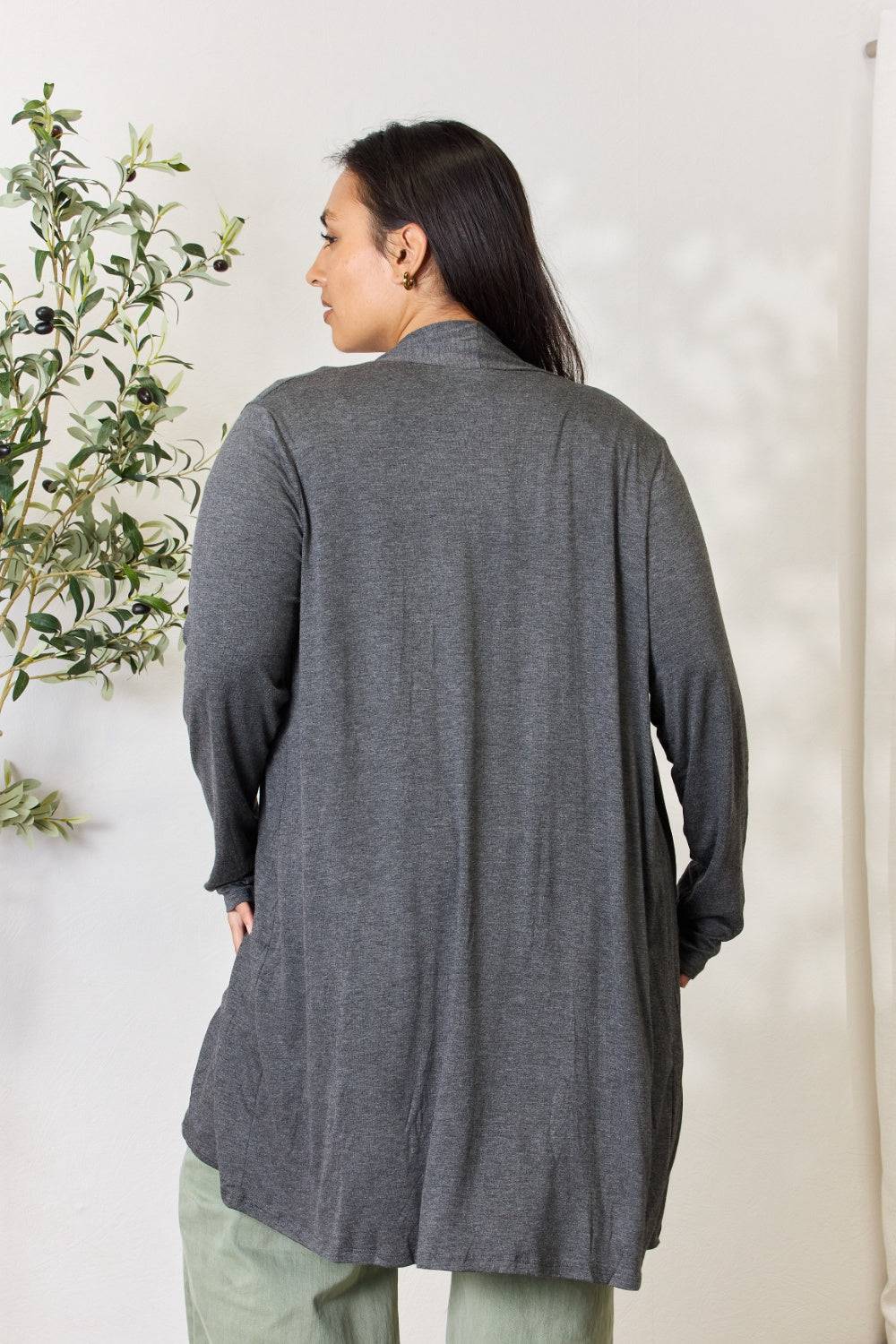 Celeste Full Size Open Front Cardigan with Pockets - EkaVibe