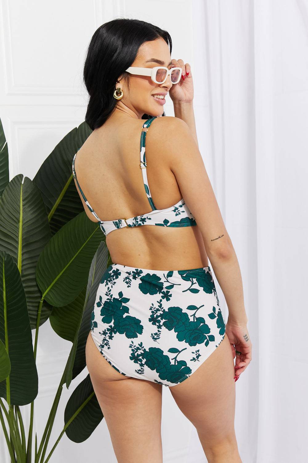 Marina West Swim Take A Dip Twist High-Rise Bikini in Forest - EkaVibe