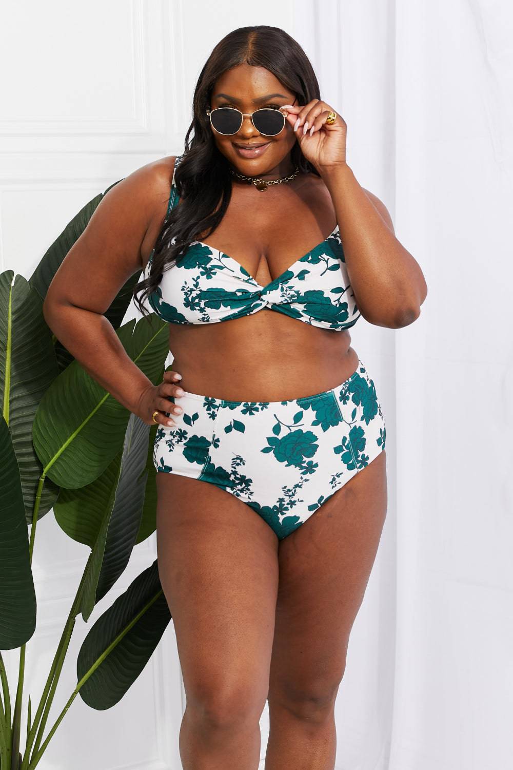 Marina West Swim Take A Dip Twist High-Rise Bikini in Forest - EkaVibe