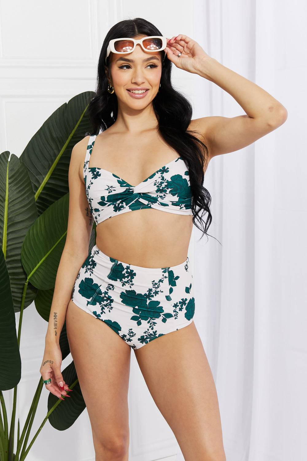 Marina West Swim Take A Dip Twist High-Rise Bikini in Forest - EkaVibe