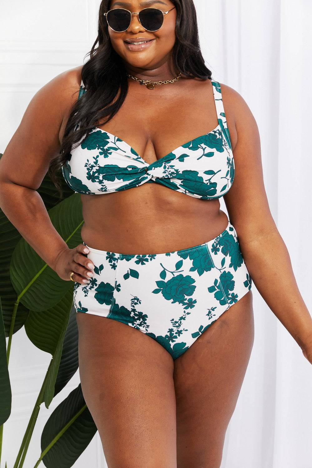 Marina West Swim Take A Dip Twist High-Rise Bikini in Forest - EkaVibe