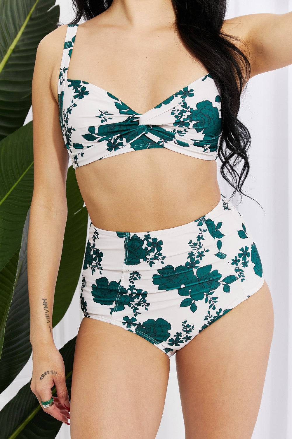 Marina West Swim Take A Dip Twist High-Rise Bikini in Forest - EkaVibe