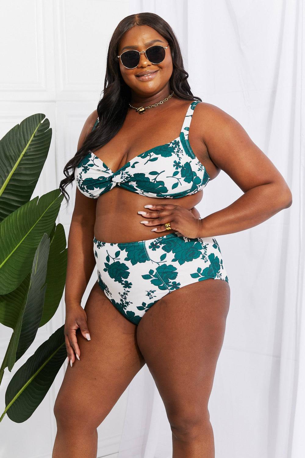 Marina West Swim Take A Dip Twist High-Rise Bikini in Forest - EkaVibe