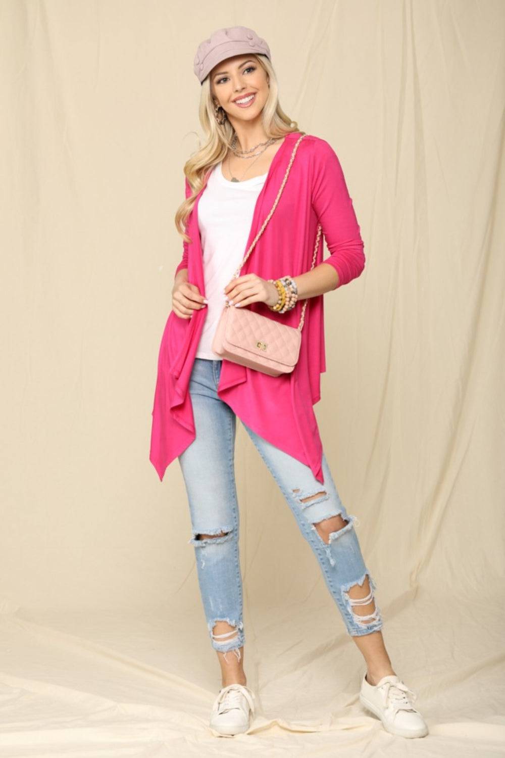 Celeste Full Size Open Front Knit Cardigan - EkaVibe