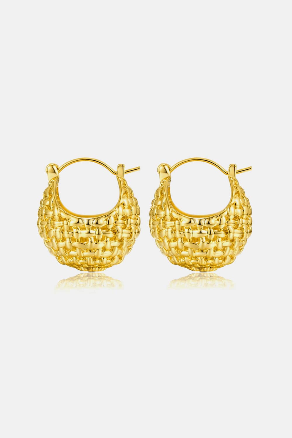 Braided Basket Metal Hoop Earrings - EkaVibe