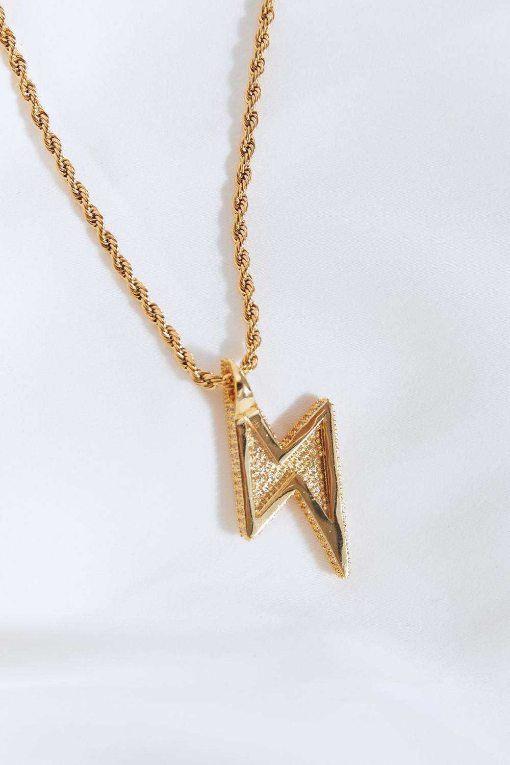 Brass Lightning Pendant Necklace - EkaVibe