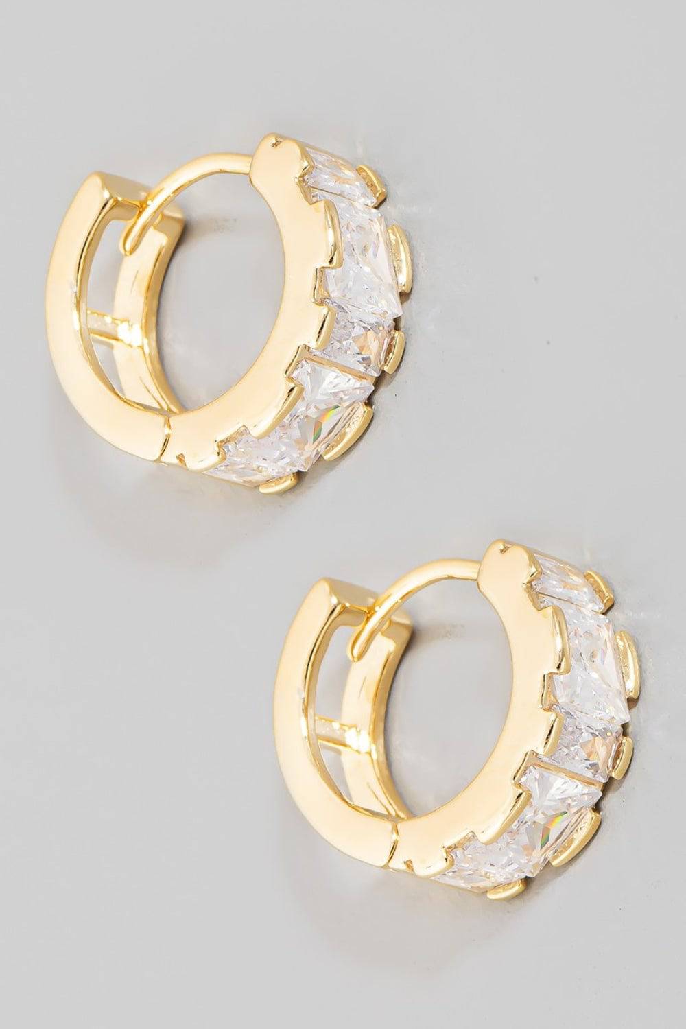 Fame Mini Rhinestone Huggie Hoop Earrings - EkaVibe