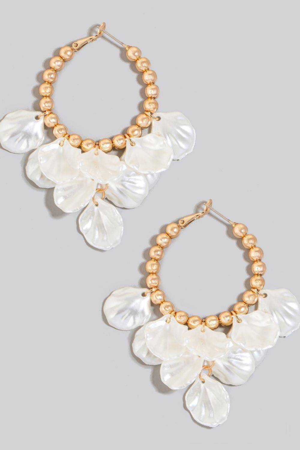 Fame Pearl Petal Charms Beaded Latch Hoop Earrings - EkaVibe