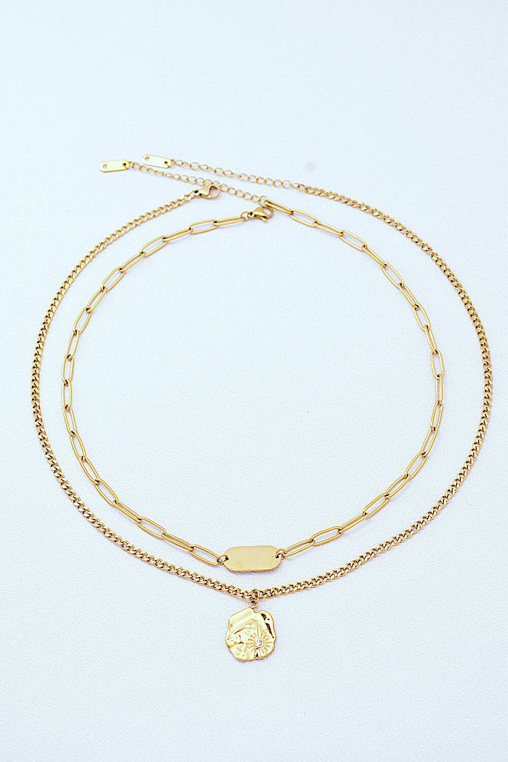 Gold-Plated Double-Layered Pendant Necklace - EkaVibe