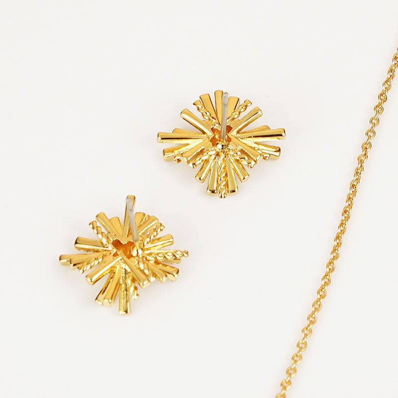 Starburst Gold-Plated Earrings and Necklace Set - EkaVibe