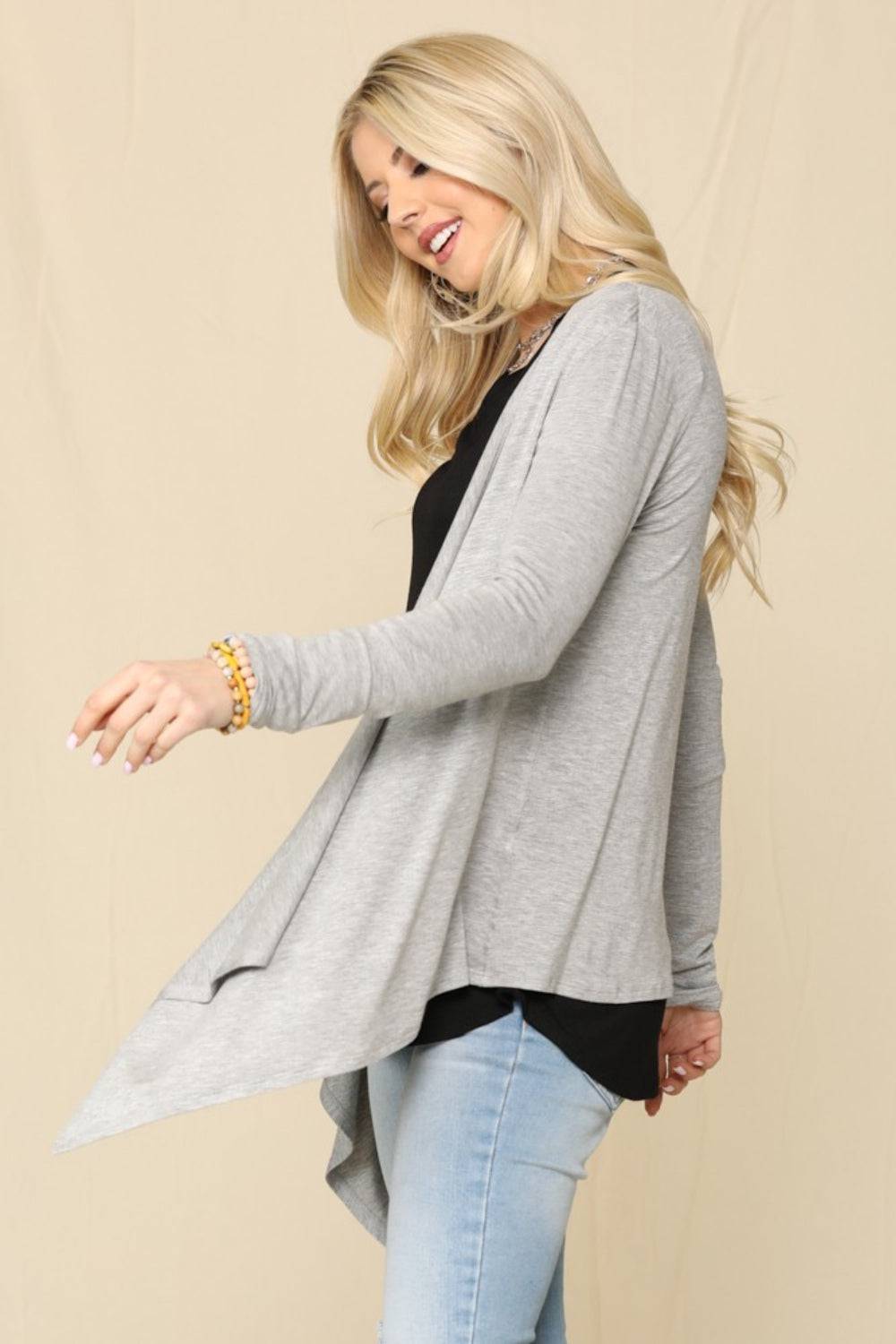 Celeste Full Size Open Front Knit Cardigan - EkaVibe