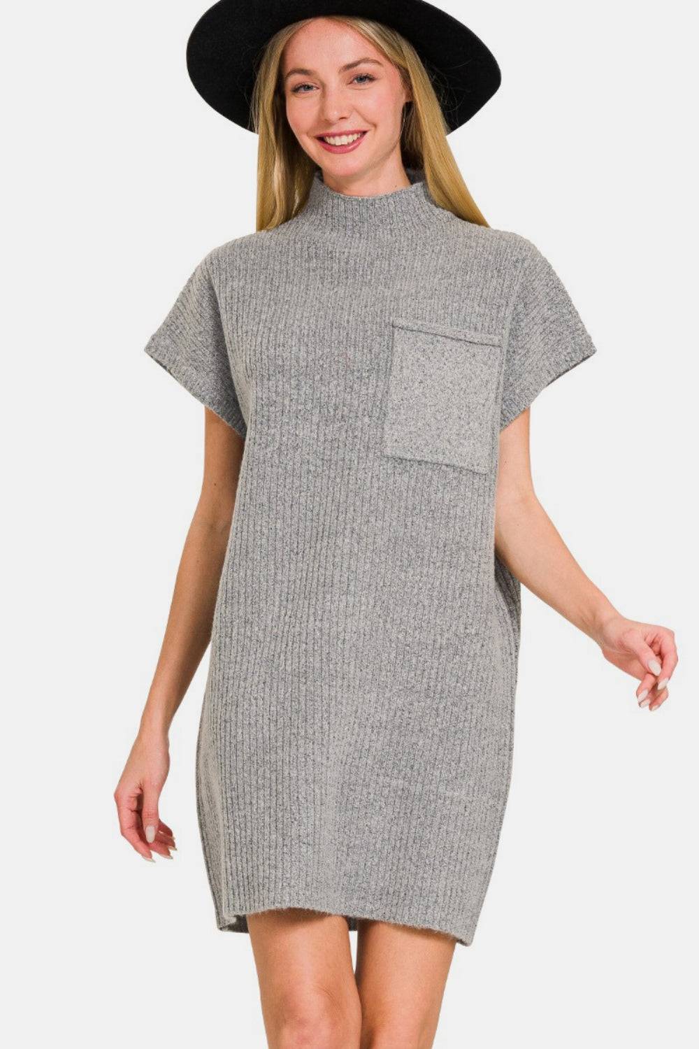 Zenana Short Sleeve Sweater Mini Dress - EkaVibe