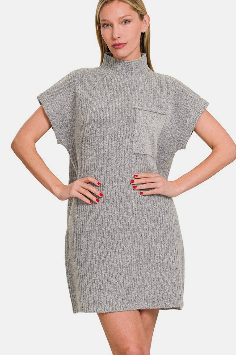 Zenana Short Sleeve Sweater Mini Dress - EkaVibe