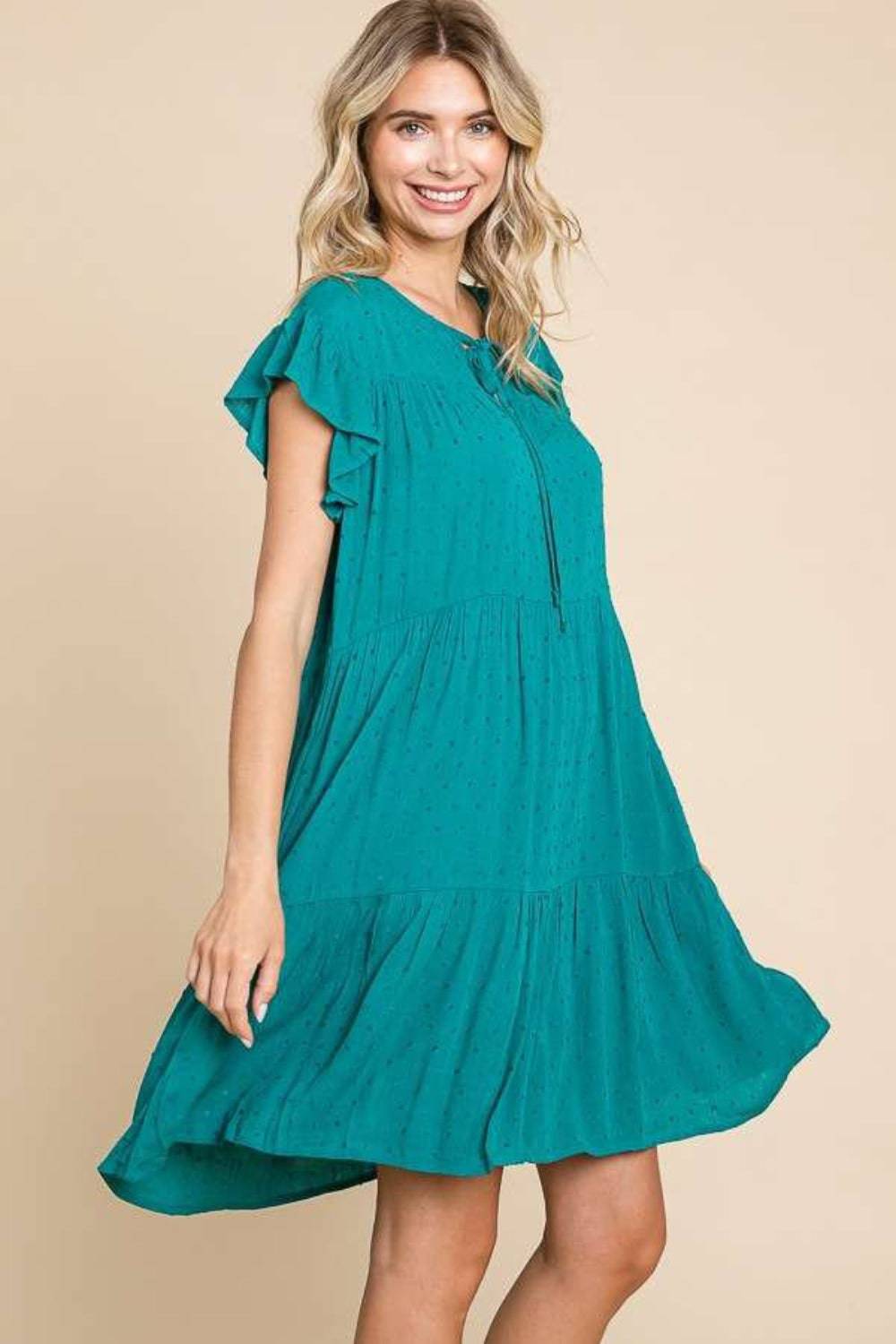 Culture Code Ruffle Cap Sleeve Tiered Dress - EkaVibe