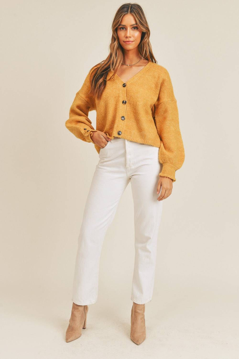 MABLE Long Sleeve Button Down Sweater Cardigan - EkaVibe